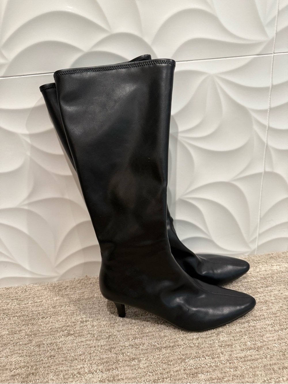 Impo Stretch Black Knee-High Pointed Toe Boots NWOT